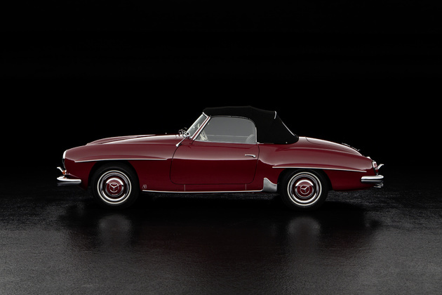 Mercedes-Benz 190 SL Roadster (1955-1963): Rot Leder schwarz